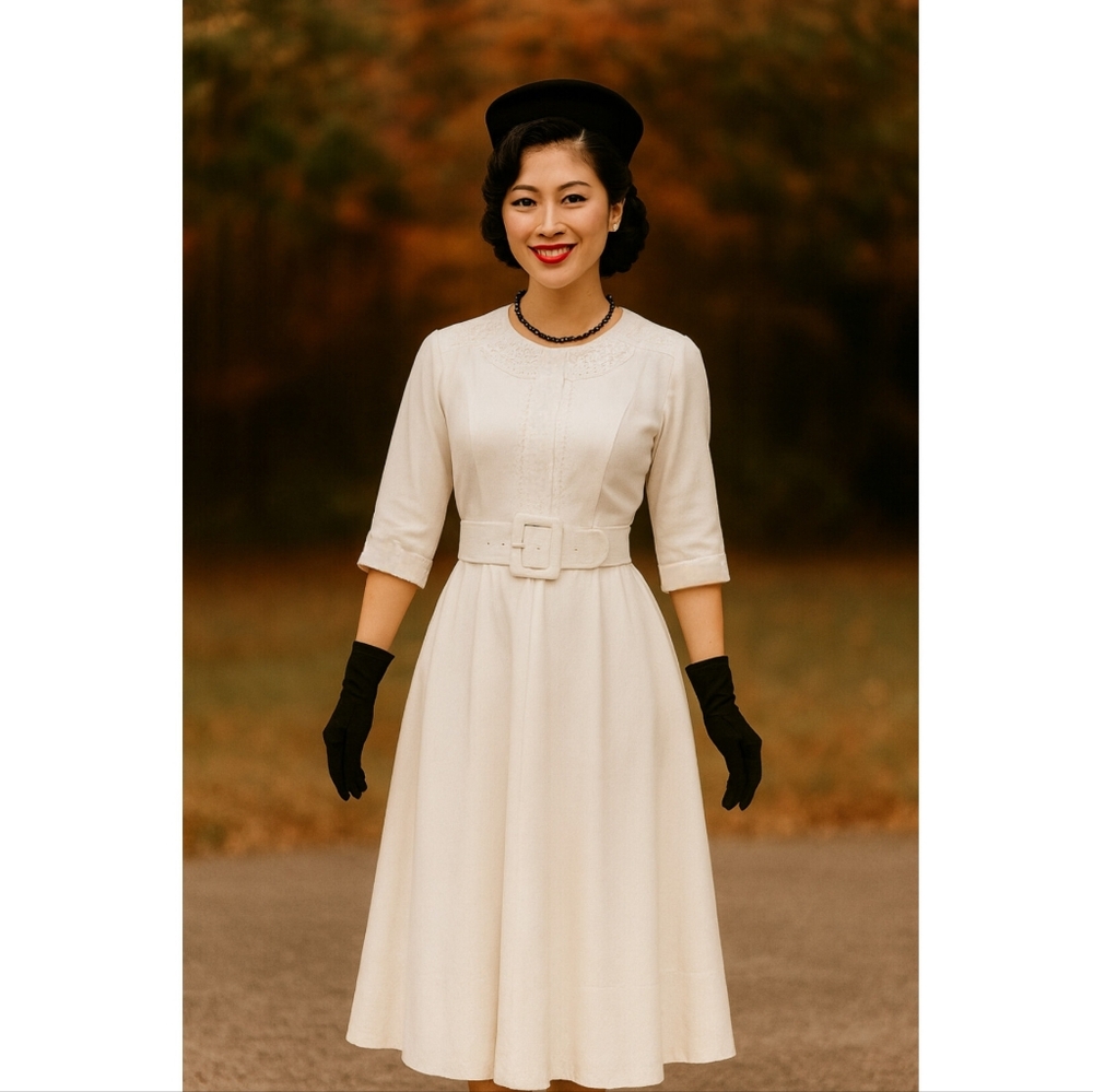 Vintage Nina Piccalino Cream Maxi Dress